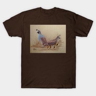 California Quail with Chicks T-Shirt